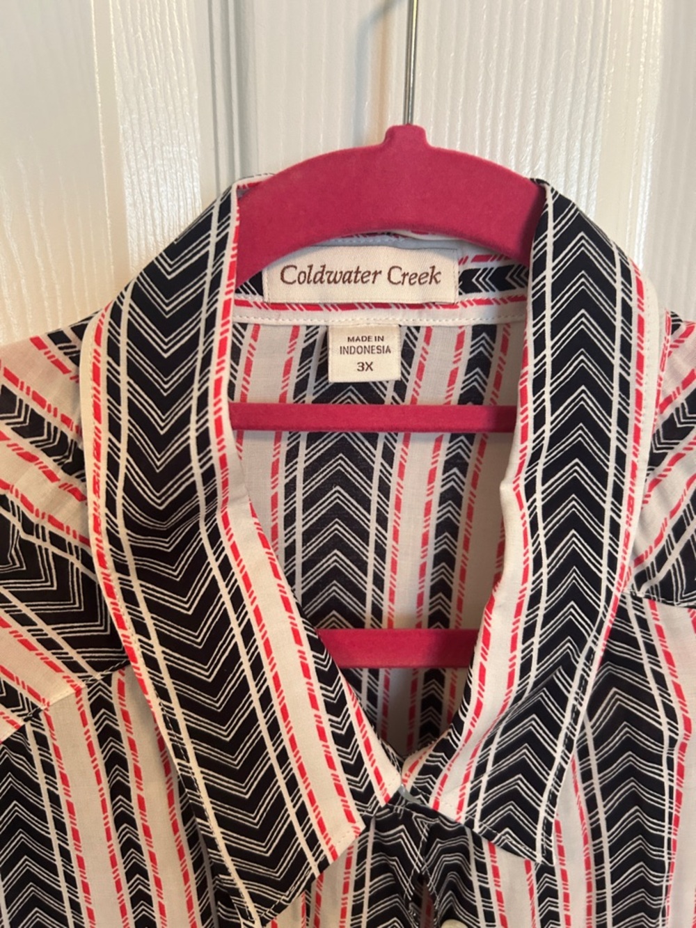 Coldwater Creek Black, White & Pink Chevron-Striped Blazer - Picture 2 of 7